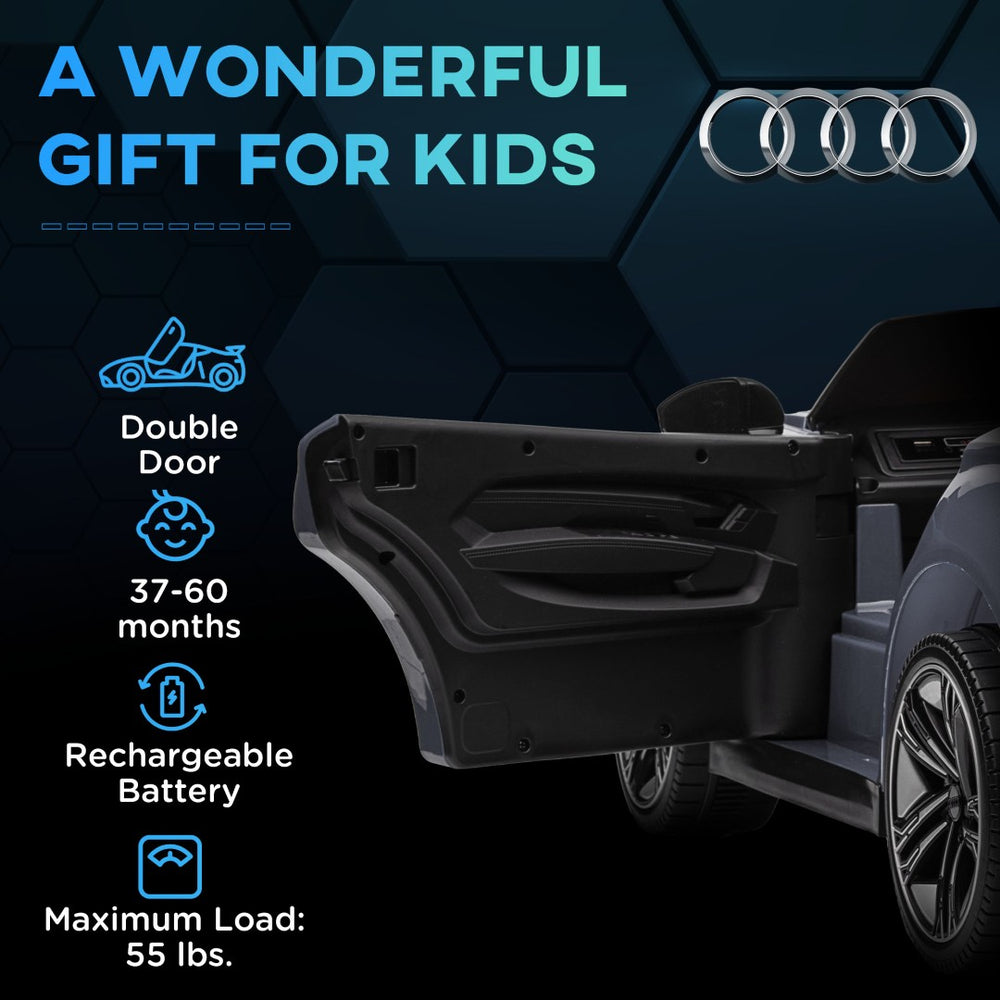 English Elm Aosom Licensed Audi 12v Electric Ride on Toy Car with Remote Suspension and Lights Gray W2225P229543