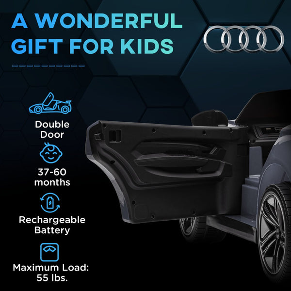 English Elm Aosom Licensed Audi 12v Electric Ride on Toy Car with Remote Suspension and Lights Gray W2225P229543