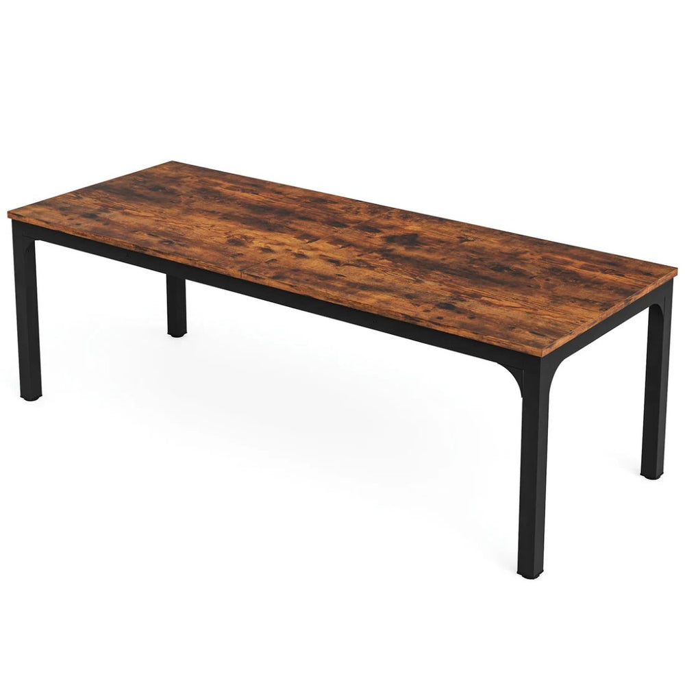 English Elm Dual Workstation Computer Desk with Iron Pipe Legs for Two Person Home Office Black,Rustic Brown T3971P460702