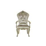 Champagne Finish Toya Yellow Arm Chairs, Padded Seats, Set of 2 - Elegant Upholstered Dining Chairs