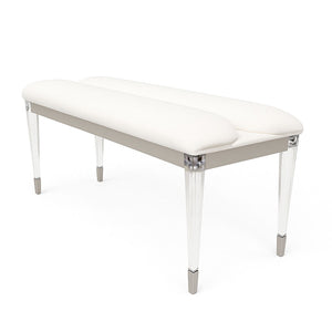 English Elm Contemporary Glam Upholstered Bench with Clear Acrylic Legs for Bedroom or Entryway B2741P448743