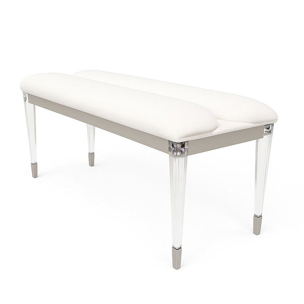 English Elm Contemporary Glam Upholstered Bench with Clear Acrylic Legs for Bedroom or Entryway B2741P448743