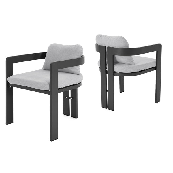 English Elm Christopher Knight Home® - Pula Outdoor Aluminum Dining Chair Set of 2 — Weather‑Resistant Lightweight Frames with Plush Cushions Black,Grey N775P221509G