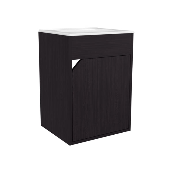 English Elm Bethel Floating Wide Vanity 40" with Resin Sink, Two Shelves & Closed Storage in Kronos Wengue B200P335306