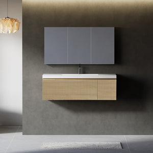 English Elm 48'' Floating Oak Vanity with Stone Resin Basin Soft Close Drawer Spa Bathroom W1573P265201