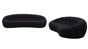 VIG Furniture Divani Casa Yolonda - Modern Curved Black Fabric Sofa Set VGEV-2126C-SET-BLK