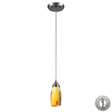 Milan 3'' Wide 1-Light Pendant - Satin Nickel with Yellow Blaze Glass - Includes Adapter Kit 110-1YW-LA Elk Lighting