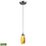 Milan 3'' Wide 1-Light Pendant - Satin Nickel with Yellow Blaze Glass - Includes LED Bulb 110-1YW-LED Elk Lighting