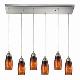 Milan 30'' Wide 6-Light Pendant - Satin Nickel with Espresso Glass 110-6RC-ES Elk Lighting