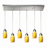 Milan 30'' Wide 6-Light Pendant - Satin Nickel with Yellow Blaze Glass 110-6RC-YW Elk Lighting