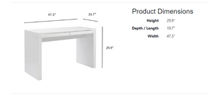 Donald Desk 20x47" – Sleek High Gloss MDF Design with Hidden Drawers for Space-Saving Elegance