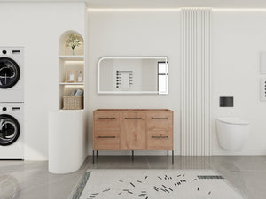 English Elm 48" Freestanding Bathroom Vanity with Soft Close Door 4 Drawers Plywood Build W999P405132