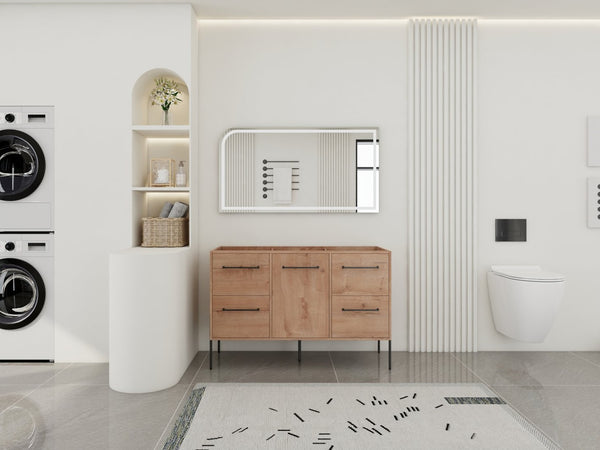 English Elm 48" Freestanding Bathroom Vanity with Soft Close Door 4 Drawers Plywood Build W999P405132