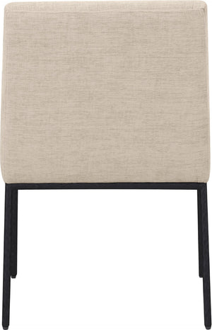 Meridian Furniture Reeves Plush Chenille Upholstered Arm Chair with Matte Black Iron Frame for Dining 11001Beige-C