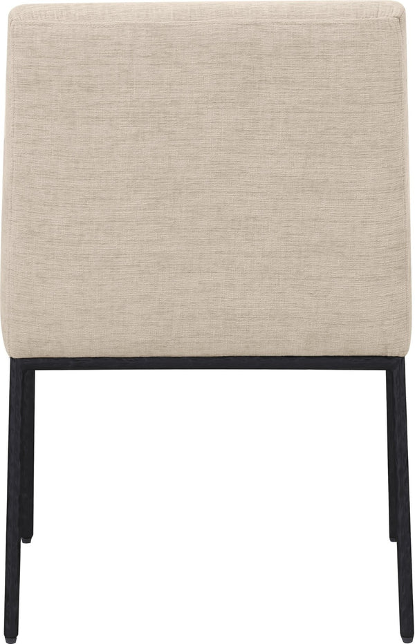 Meridian Furniture Reeves Plush Chenille Upholstered Arm Chair with Matte Black Iron Frame for Dining 11001Beige-C