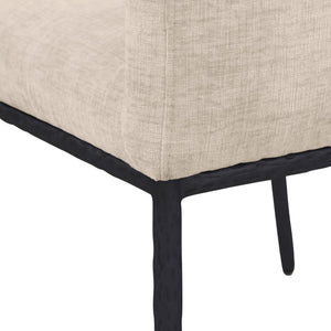 Meridian Furniture Reeves Plush Chenille Upholstered Arm Chair with Matte Black Iron Frame for Dining 11001Beige-C