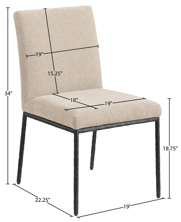 Meridian Furniture Reeves Chenille Upholstered Dining Chair with Hand-forged Iron Legs for Modern Spaces Beige 11001 11001Beige-SC