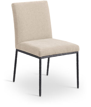 Meridian Furniture Reeves Chenille Upholstered Dining Chair with Hand-forged Iron Legs for Modern Spaces Beige 11001 11001Beige-SC
