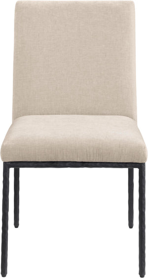Meridian Furniture Reeves Chenille Upholstered Dining Chair with Hand-forged Iron Legs for Modern Spaces Beige 11001 11001Beige-SC