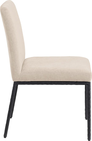 Meridian Furniture Reeves Chenille Upholstered Dining Chair with Hand-forged Iron Legs for Modern Spaces Beige 11001 11001Beige-SC