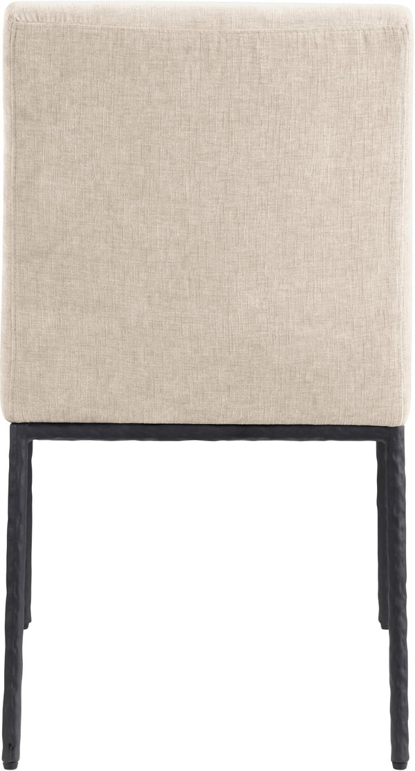 Meridian Furniture Reeves Chenille Upholstered Dining Chair with Hand-forged Iron Legs for Modern Spaces Beige 11001 11001Beige-SC