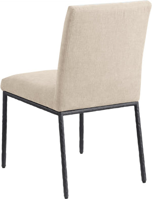 Meridian Furniture Reeves Chenille Upholstered Dining Chair with Hand-forged Iron Legs for Modern Spaces Beige 11001 11001Beige-SC