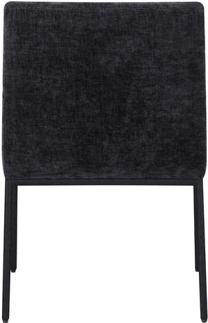 Meridian Furniture Reeves Chenille Upholstered Arm Chair with Iron Frame for Modern Dining Rooms 11001Black-C