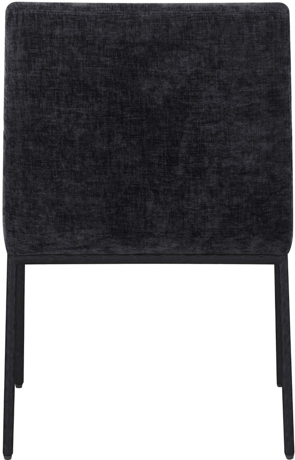 Meridian Furniture Reeves Chenille Upholstered Arm Chair with Iron Frame for Modern Dining Rooms 11001Black-C
