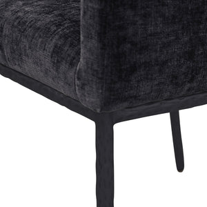 Meridian Furniture Reeves Chenille Upholstered Arm Chair with Iron Frame for Modern Dining Rooms 11001Black-C