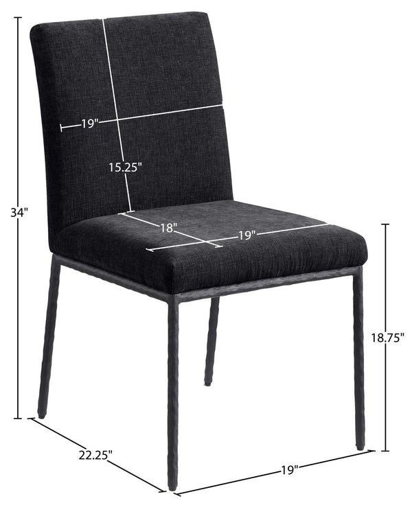 Meridian Furniture Reeves Chenille Upholstered Dining Chair with Hand-forged Iron Legs for Modern Spaces Black 11001 11001Black-SC