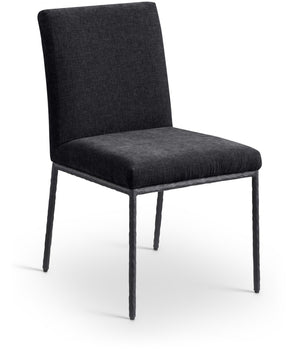Meridian Furniture Reeves Chenille Upholstered Dining Chair with Hand-forged Iron Legs for Modern Spaces Black 11001 11001Black-SC