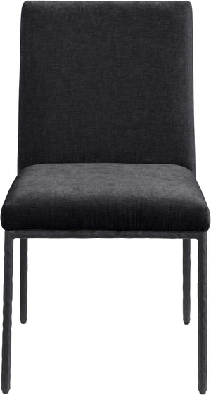 Meridian Furniture Reeves Chenille Upholstered Dining Chair with Hand-forged Iron Legs for Modern Spaces Black 11001 11001Black-SC