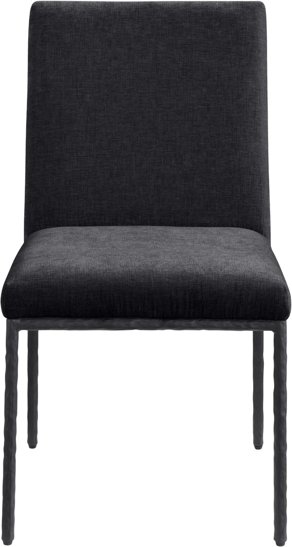 Meridian Furniture Reeves Chenille Upholstered Dining Chair with Hand-forged Iron Legs for Modern Spaces Black 11001 11001Black-SC