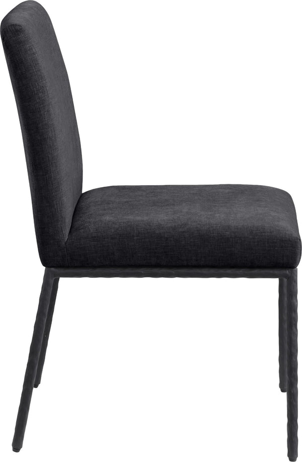 Meridian Furniture Reeves Chenille Upholstered Dining Chair with Hand-forged Iron Legs for Modern Spaces Black 11001 11001Black-SC