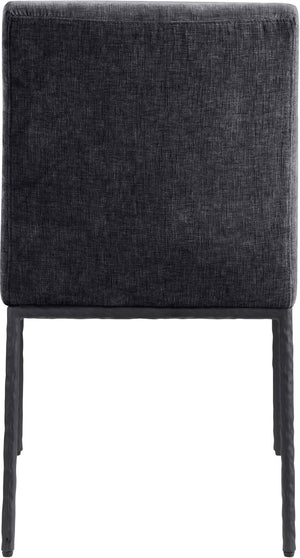 Meridian Furniture Reeves Chenille Upholstered Dining Chair with Hand-forged Iron Legs for Modern Spaces Black 11001 11001Black-SC