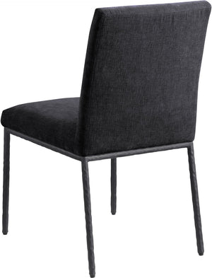 Meridian Furniture Reeves Chenille Upholstered Dining Chair with Hand-forged Iron Legs for Modern Spaces Black 11001 11001Black-SC
