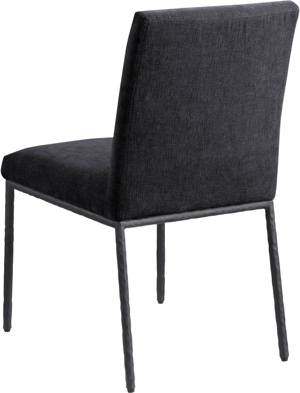 Meridian Furniture Reeves Chenille Upholstered Dining Chair with Hand-forged Iron Legs for Modern Spaces Black 11001 11001Black-SC