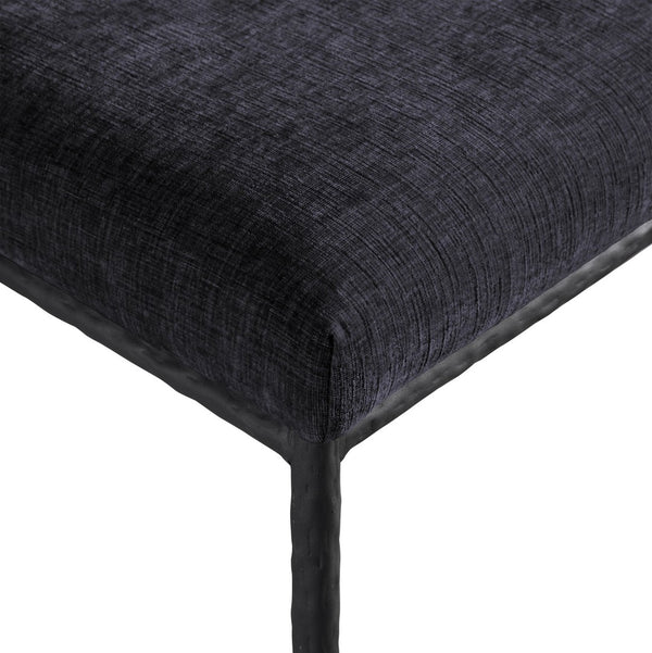 Meridian Furniture Reeves Chenille Upholstered Dining Chair with Hand-forged Iron Legs for Modern Spaces Black 11001 11001Black-SC