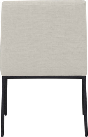 Meridian Furniture Reeves Cream Chenille Upholstered Arm Chair with Matte Black Iron Legs for Dining 11001Cream-C