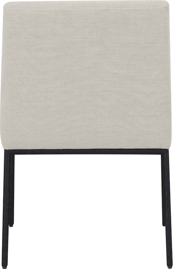 Meridian Furniture Reeves Cream Chenille Upholstered Arm Chair with Matte Black Iron Legs for Dining 11001Cream-C