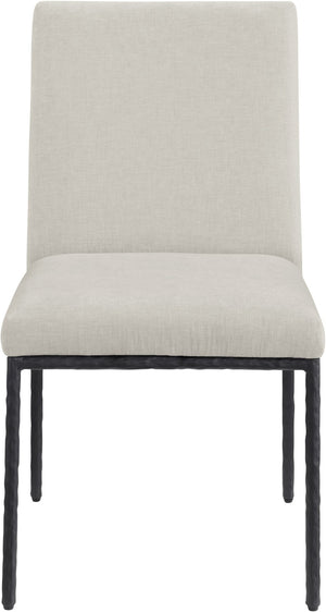 Meridian Furniture Reeves Chenille Upholstered Dining Chair with Hand-forged Iron Legs for Modern Spaces Cream 11001 11001Cream-SC