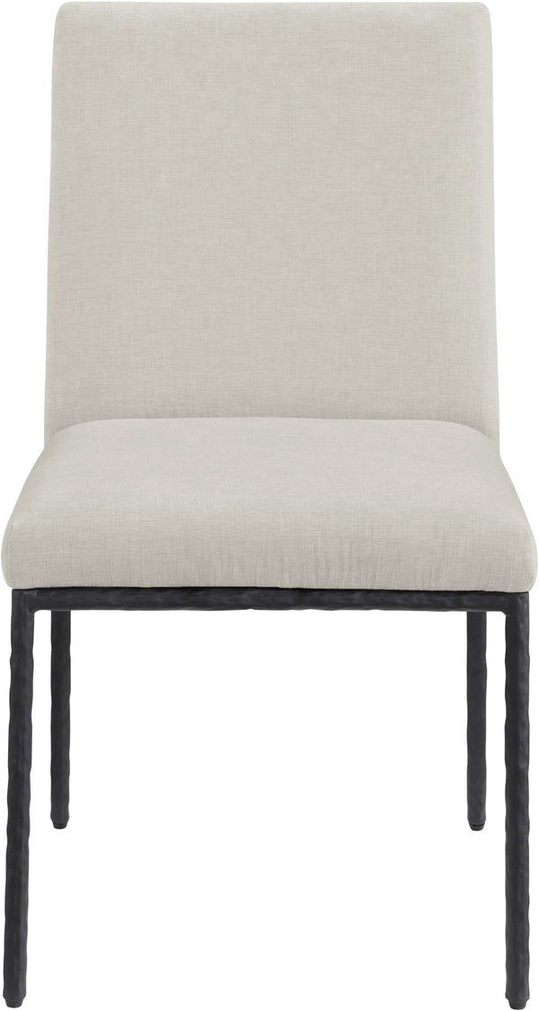 Meridian Furniture Reeves Chenille Upholstered Dining Chair with Hand-forged Iron Legs for Modern Spaces Cream 11001 11001Cream-SC