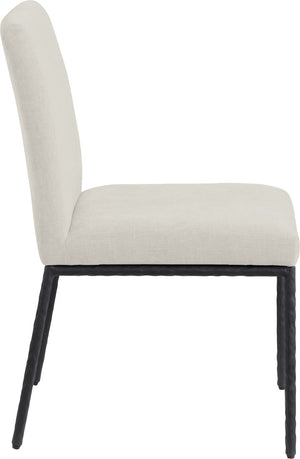Meridian Furniture Reeves Chenille Upholstered Dining Chair with Hand-forged Iron Legs for Modern Spaces Cream 11001 11001Cream-SC