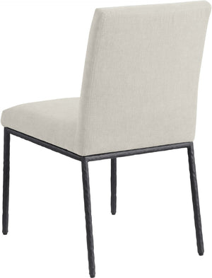 Meridian Furniture Reeves Chenille Upholstered Dining Chair with Hand-forged Iron Legs for Modern Spaces Cream 11001 11001Cream-SC