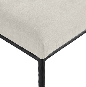 Meridian Furniture Reeves Chenille Upholstered Dining Chair with Hand-forged Iron Legs for Modern Spaces Cream 11001 11001Cream-SC