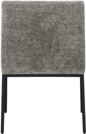 Meridian Furniture Reeves Chenille Upholstered Arm Chair with Iron Base for Contemporary Dining Rooms 11001Grey-C