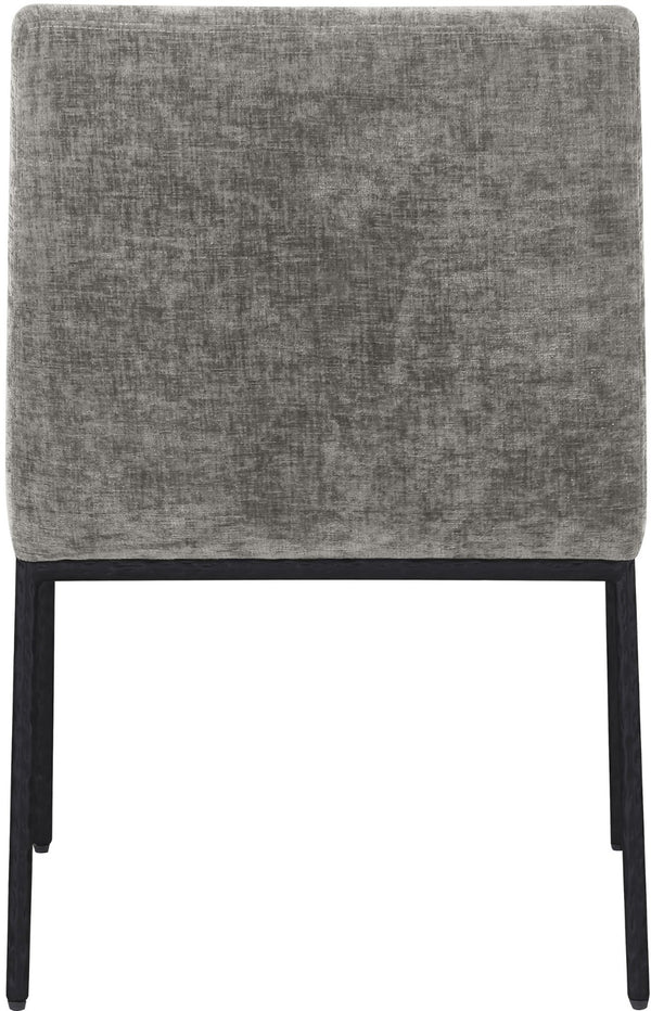 Meridian Furniture Reeves Chenille Upholstered Arm Chair with Iron Base for Contemporary Dining Rooms 11001Grey-C