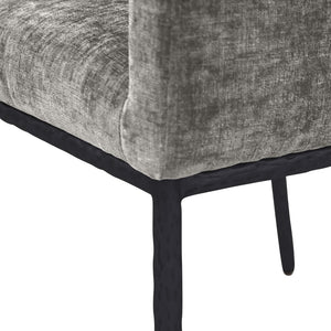 Meridian Furniture Reeves Chenille Upholstered Arm Chair with Iron Base for Contemporary Dining Rooms 11001Grey-C