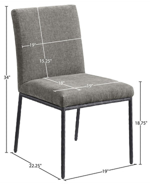 Meridian Furniture Reeves Chenille Upholstered Dining Chair with Hand-forged Iron Legs for Modern Spaces Grey 11001 11001Grey-SC