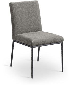 Meridian Furniture Reeves Chenille Upholstered Dining Chair with Hand-forged Iron Legs for Modern Spaces Grey 11001 11001Grey-SC